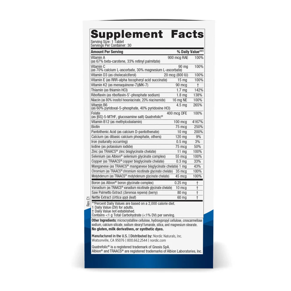 Men’s Multivitamin One Daily – 20 Key Nutrients + Herbal Support – 30 Tablets