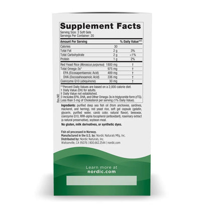 Nordic Naturals Cholesterol Support – Omega-3 + Red Yeast Rice + CoQ10 – 60 kapsułek