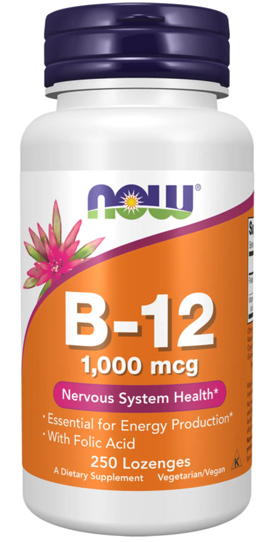 Witamina B-12 (1000 µg) z kwasem foliowym – NOW Foods