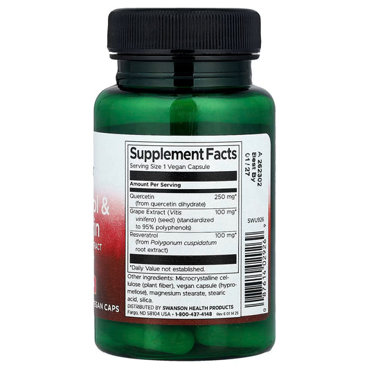 Swanson Resveratrol & Quercetin with Grape Seed Extract – 30 Vegan Capsules