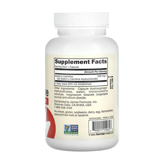 Jarrow Formulas Acetylo-L-Karnityna 500mg, 120 Kapsułek Roślinnych