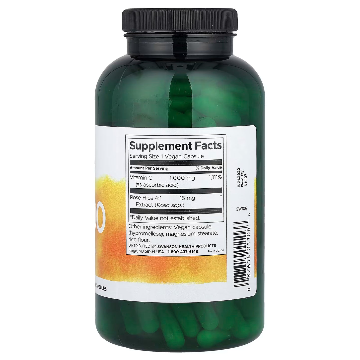 Swanson Witamina C z dziką różą 1000 mg