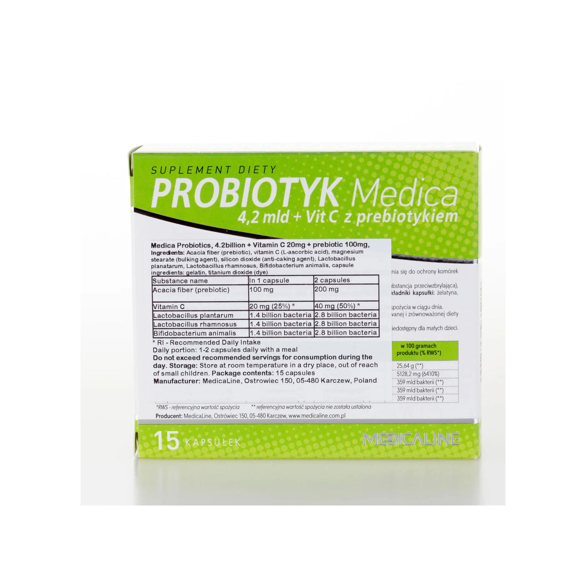 Probiotic Medica – 4.2 Billion Probiotic Strains + Vitamin C & Prebiotic [exp:11.25]