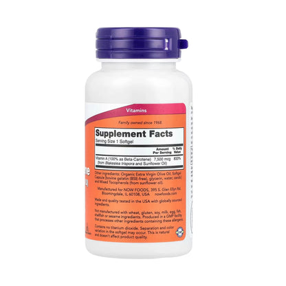 Beta Carotene Natural 7,500 mcg (25,000 IU), NOW Foods - 90 Softgels