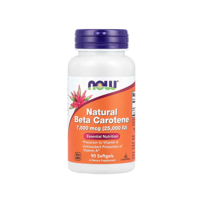 Beta Carotene Natural 7,500 mcg (25,000 IU), NOW Foods - 90 Softgels