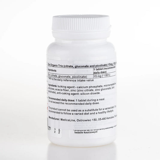 Cynk Organiczny Trio 15 mg (cytrynian, glukonian i pikolinian) – Aliness