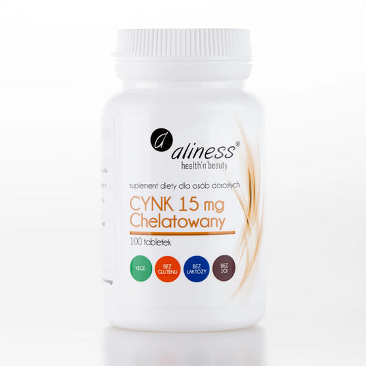Chelatowany cynk 15mg – 100 tabletek wegańskich