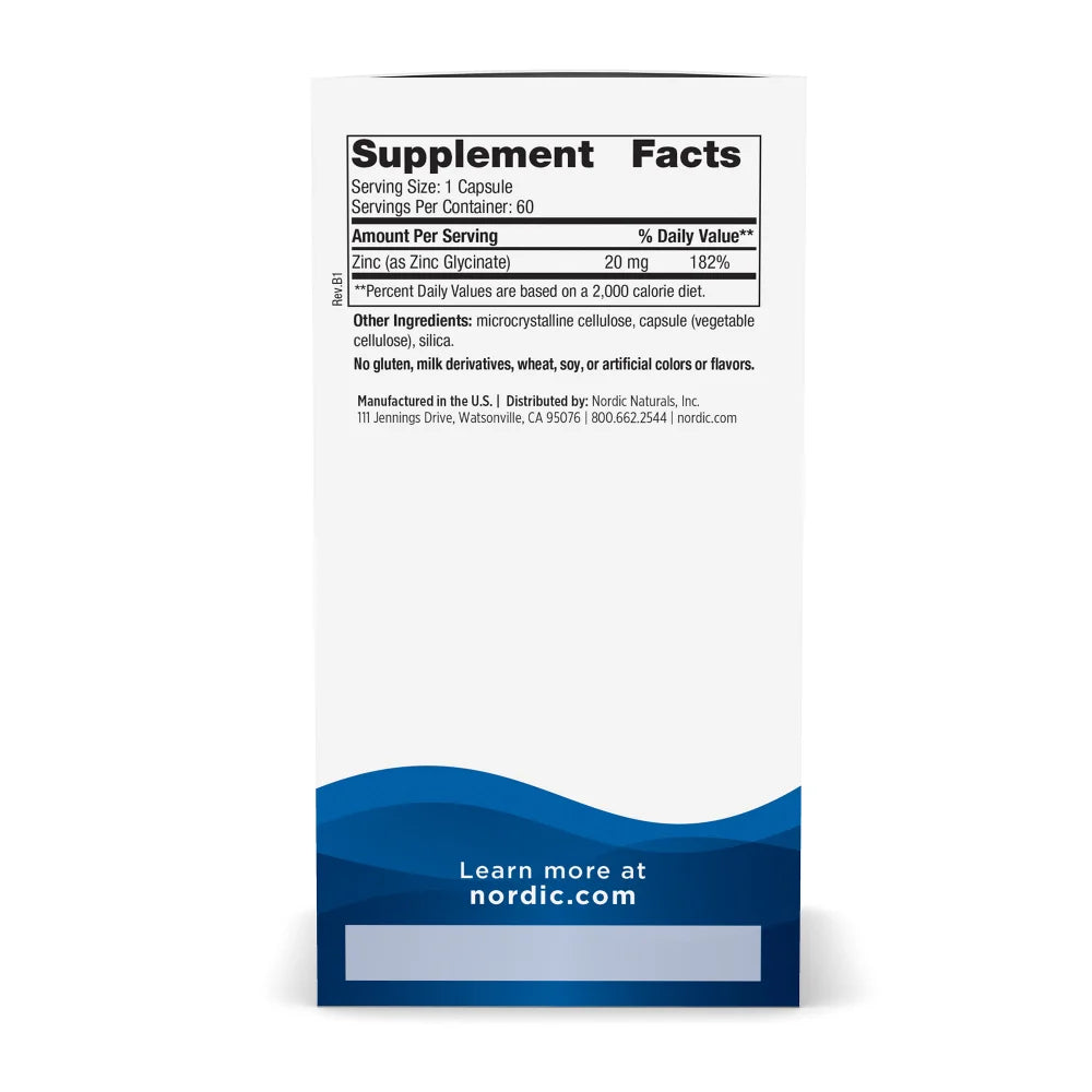 Glicynian cynku – Nordic Naturals 20 mg