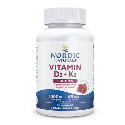 Vitamin D3+K2 Gummies – 1000 IU D3 + 45 mcg K2 | Pomegranate Flavour
