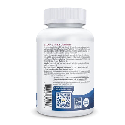 Vitamin D3+K2 Gummies – 1000 IU D3 + 45 mcg K2 | Pomegranate Flavour