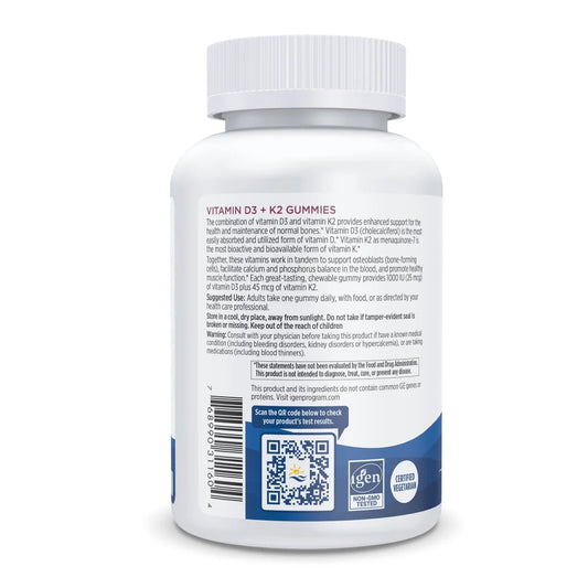 Vitamin D3+K2 Gummies – 1000 IU D3 + 45 mcg K2 | Pomegranate Flavour