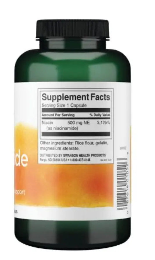 Swanson Niacynamid 500 mg – 250 kapsułek