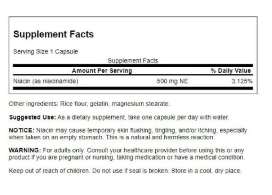Swanson Niacinamide 500 mg – 250 Capsules