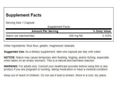 Swanson Niacinamide 500 mg – 250 Capsules