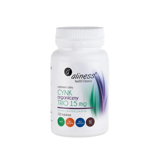 Cynk Organiczny Trio 15 mg (cytrynian, glukonian i pikolinian) – Aliness