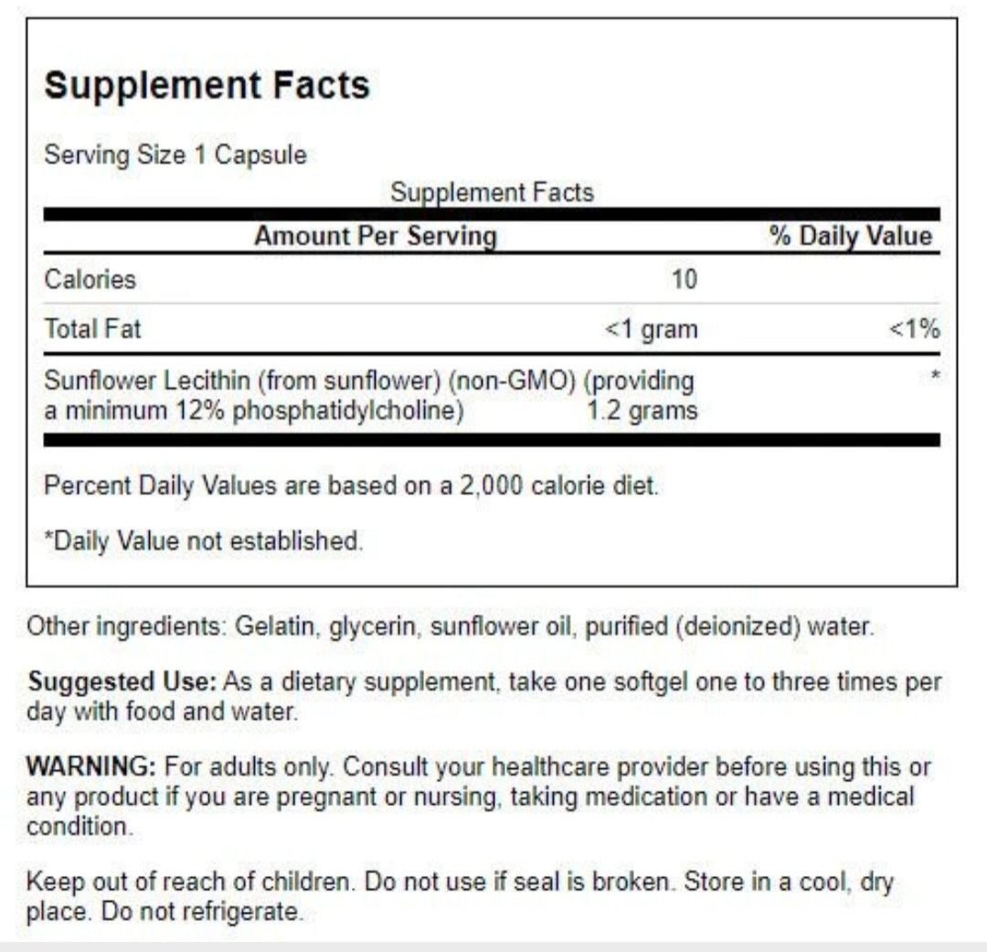 Sunflower Lecithin 1,200 mg 90 Softgels