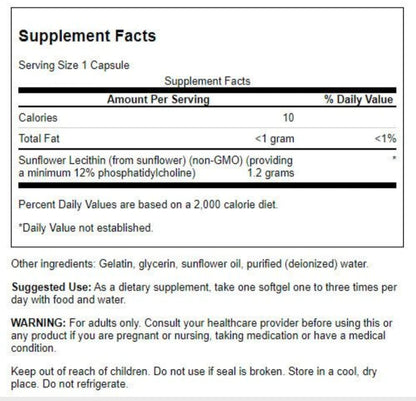 Sunflower Lecithin 1,200 mg 90 Softgels