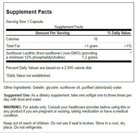 Sunflower Lecithin 1,200 mg 90 Softgels