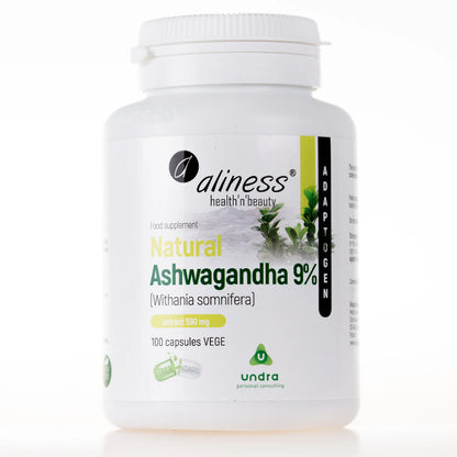 Ashwagandha (Withania Somnifera) 580 mg 9%, 100 kapsułek wegańskich