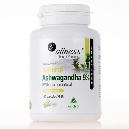 Ashwagandha (Withania Somnifera) 580 mg 9%, 100 kapsułek wegańskich
