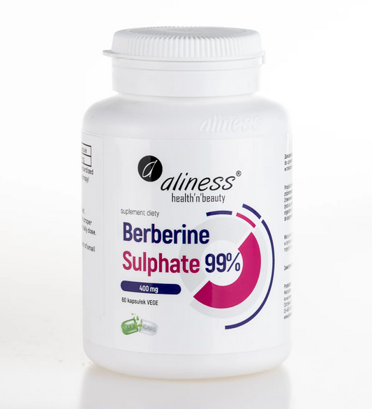 BERBERINE SULFATE 400mg - kapsułki wegańskie o wysokiej mocy, zapas na 2 miesiące (60 kapsułek)