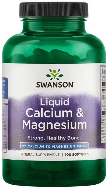 Swanson Liquid Calcium & Magnesium – 100 Softgels