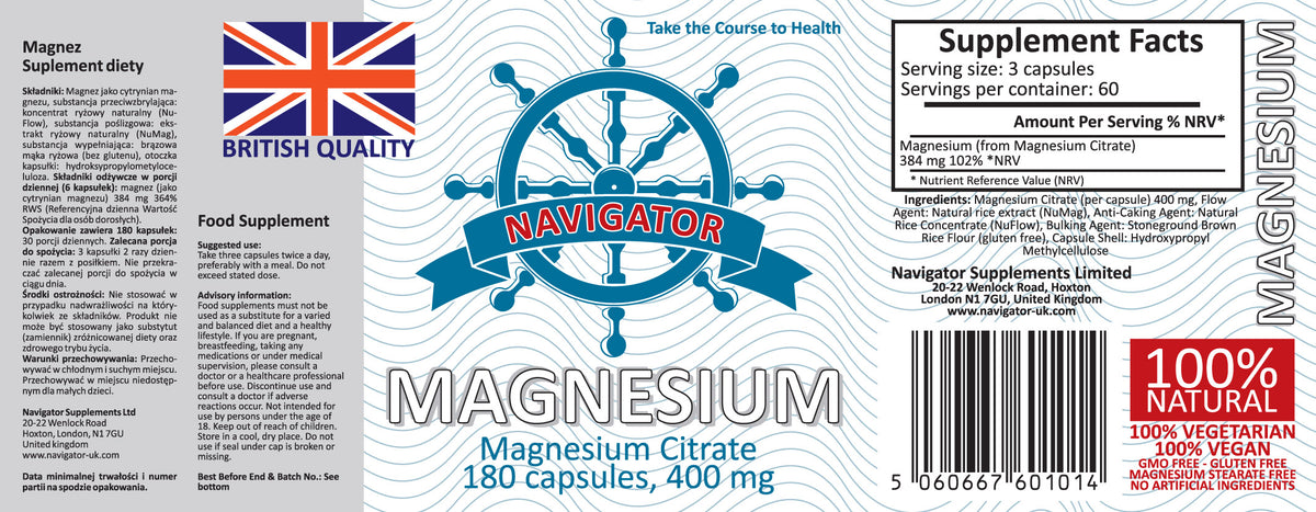 Magnez - Cytrynian Magnezu 400mg 