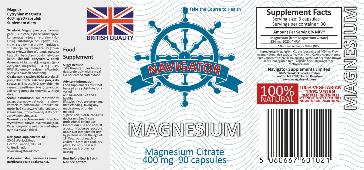 Magnez - Cytrynian Magnezu 400mg 