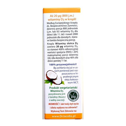 ✨20% OFF✨Witamina D3 Słońce 20ml, 800 j.m. [data ważności]