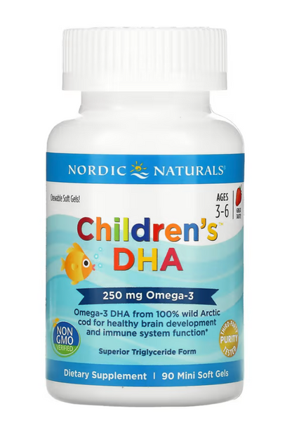 Nordic Naturals, DHA dla dzieci, mini miękkie truskawkowe żelki